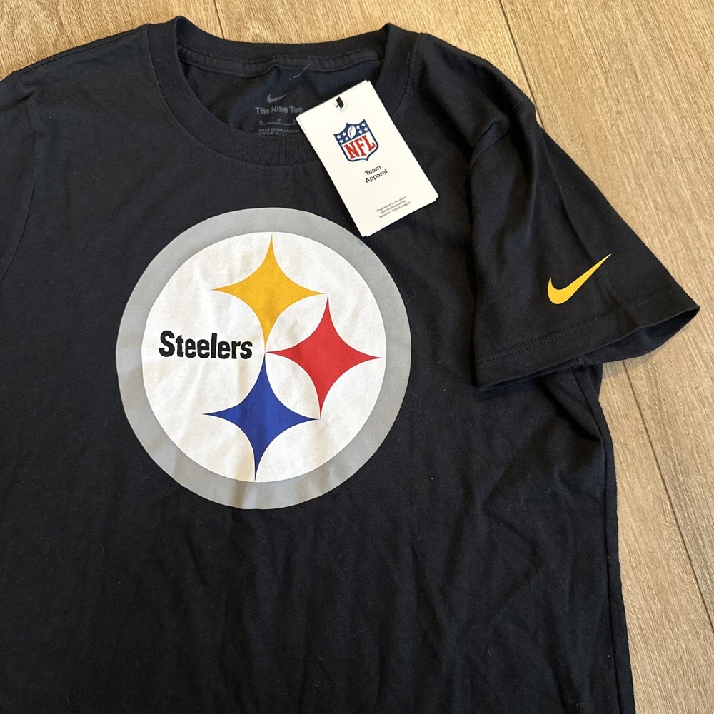 Nike Pittsburgh Steelers NFL Women's Tee Black Logo Size Medium Steel City NEW